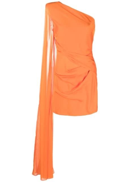 one-shoulder draped-detail dress by ROLAND MOURET