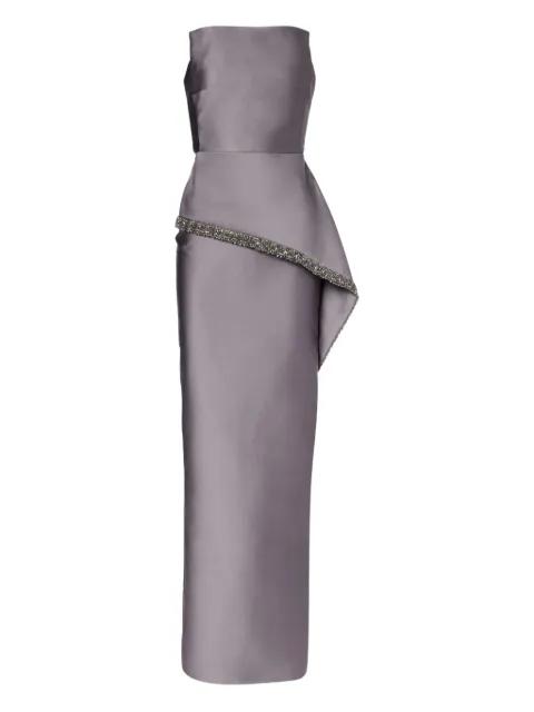 square-neck crystal-trim gown by ROLAND MOURET