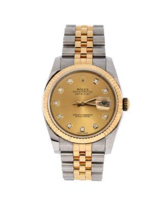Oyster Perpetual Datejust Automatic Watch in Stainless Steel and Gold with Diamond Markers 36mm by  ROLEX