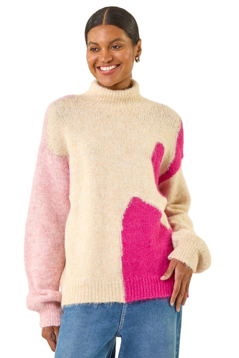 Abstract Colour Block Knit Jumper by ROMAN