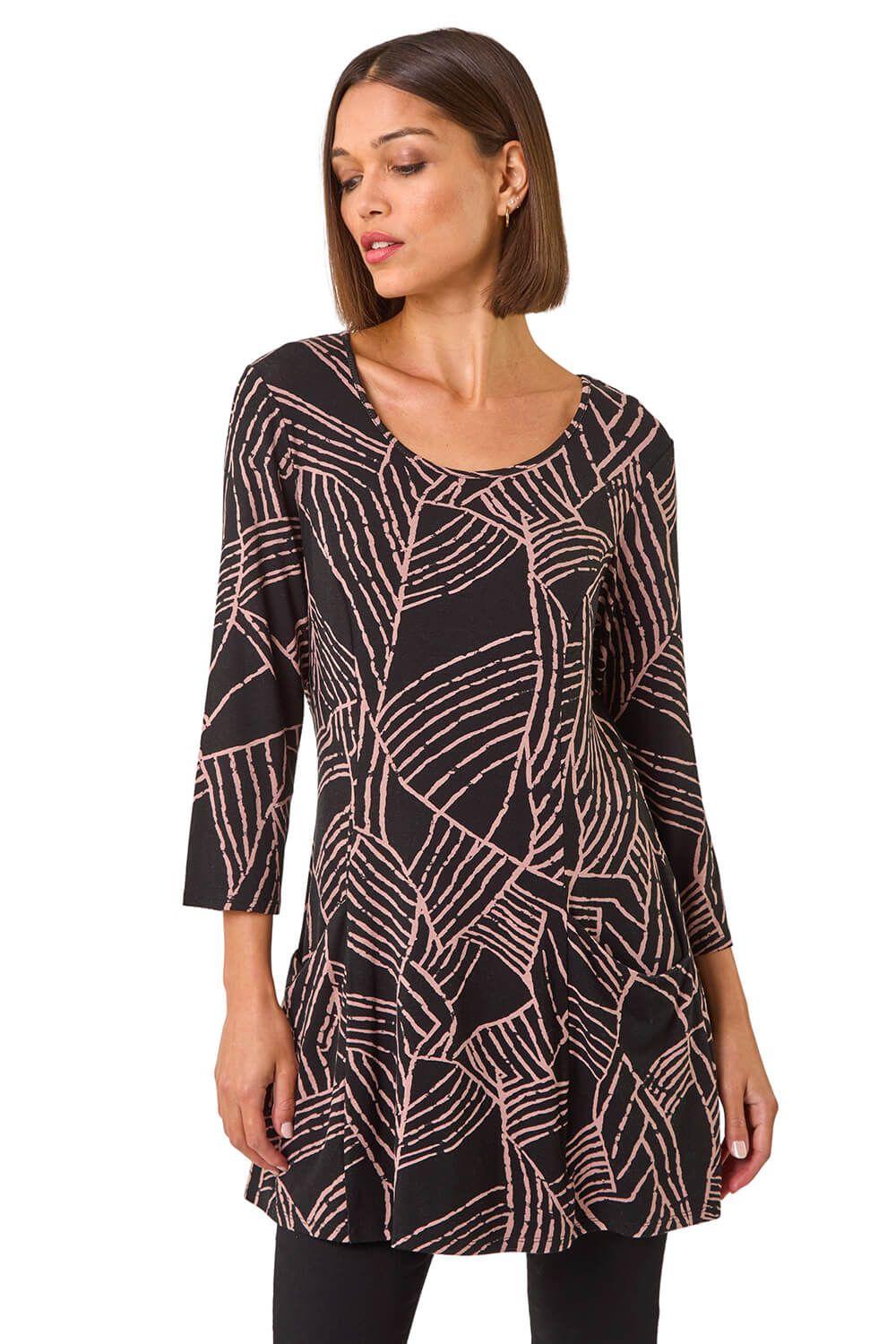 Abstract Print Pocket Detail Tunic by ROMAN