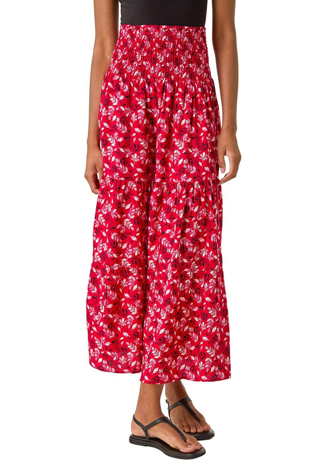 Abstract Print Shirred Multiway Skirt by ROMAN