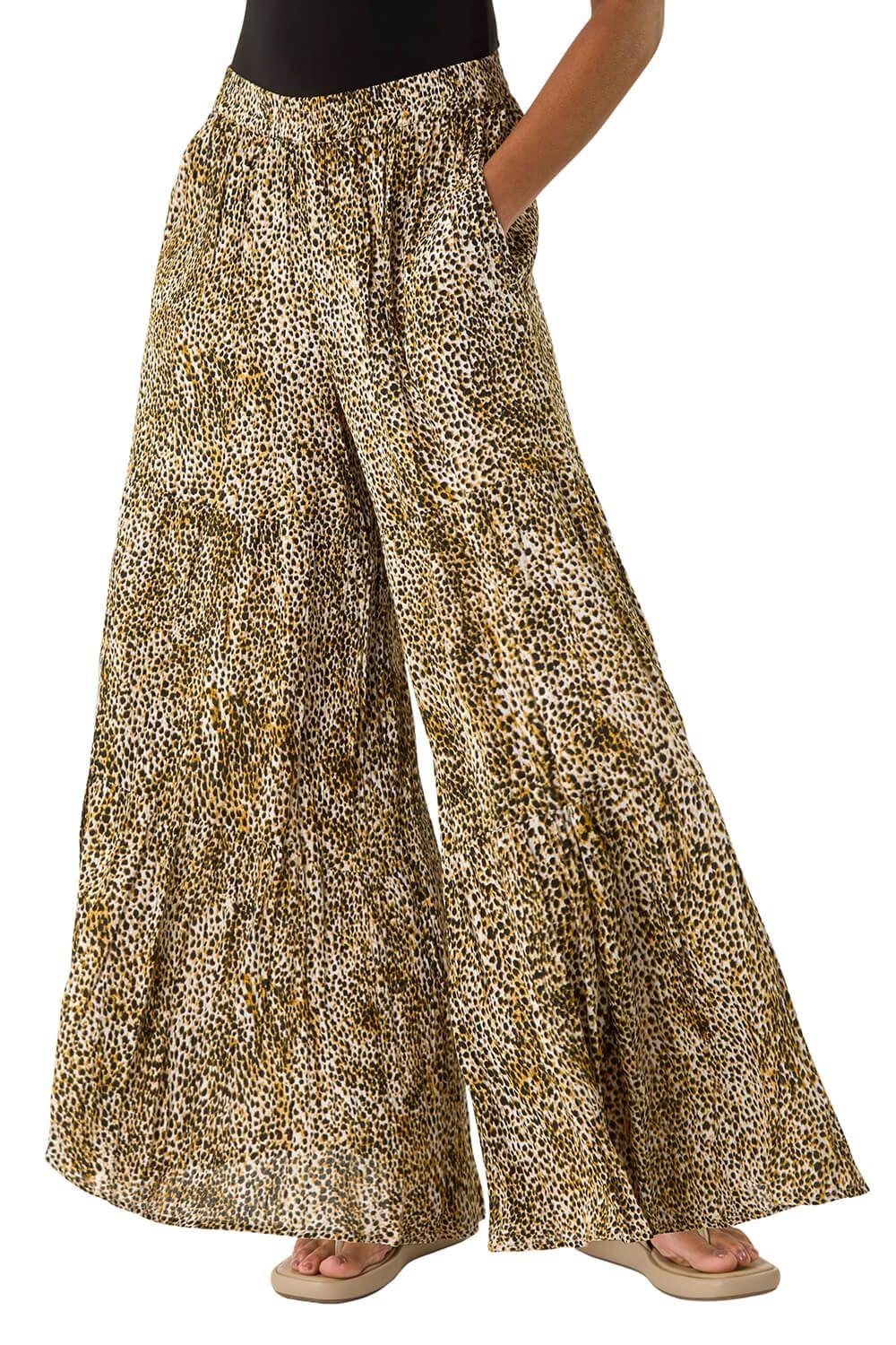 Animal Print Tiered Palazzo Trouser by ROMAN