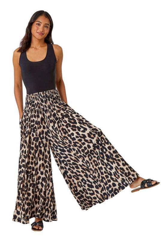 Animal Shirred Palazzo Stretch Trouser by ROMAN