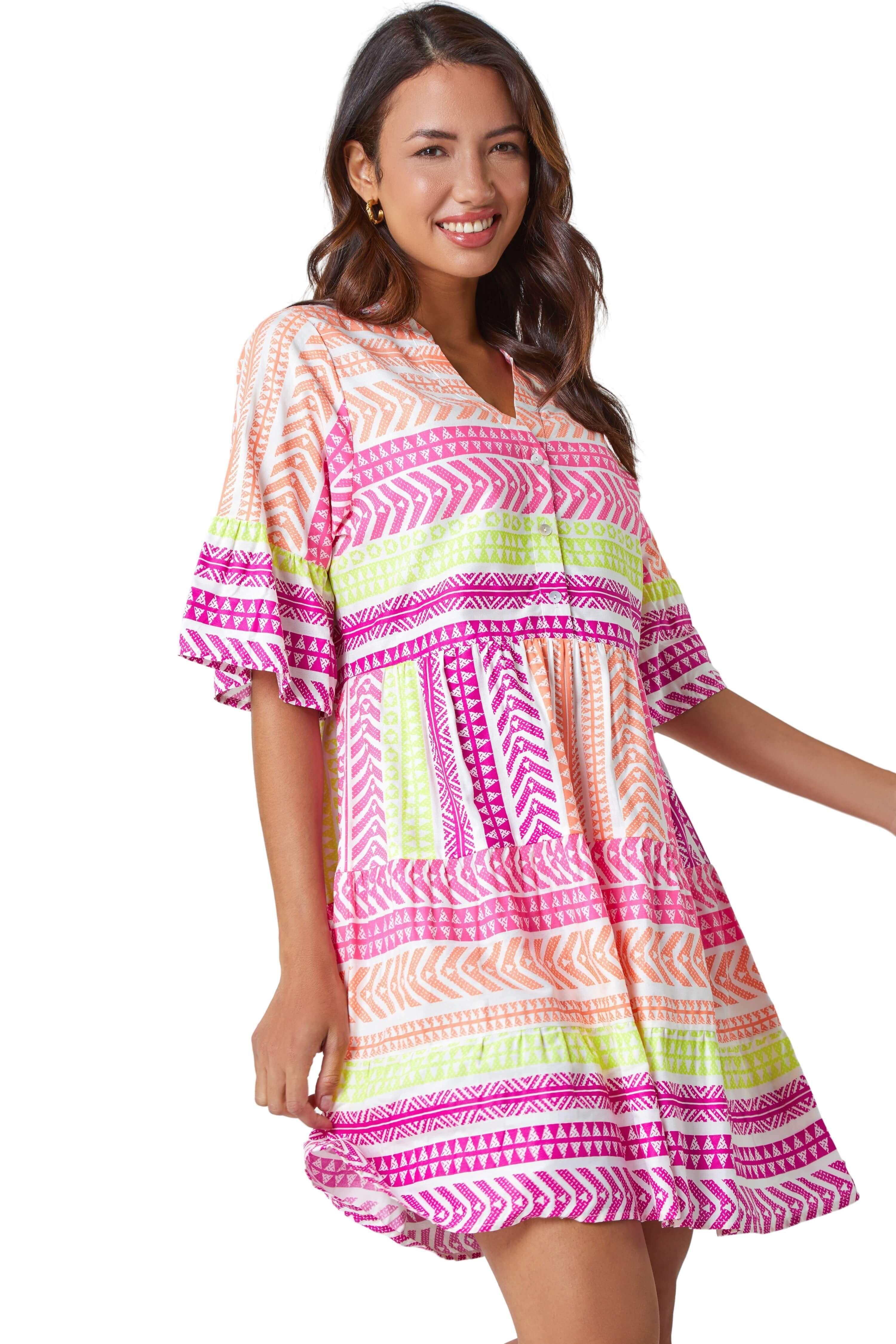 Aztec Print Smock Dress by ROMAN