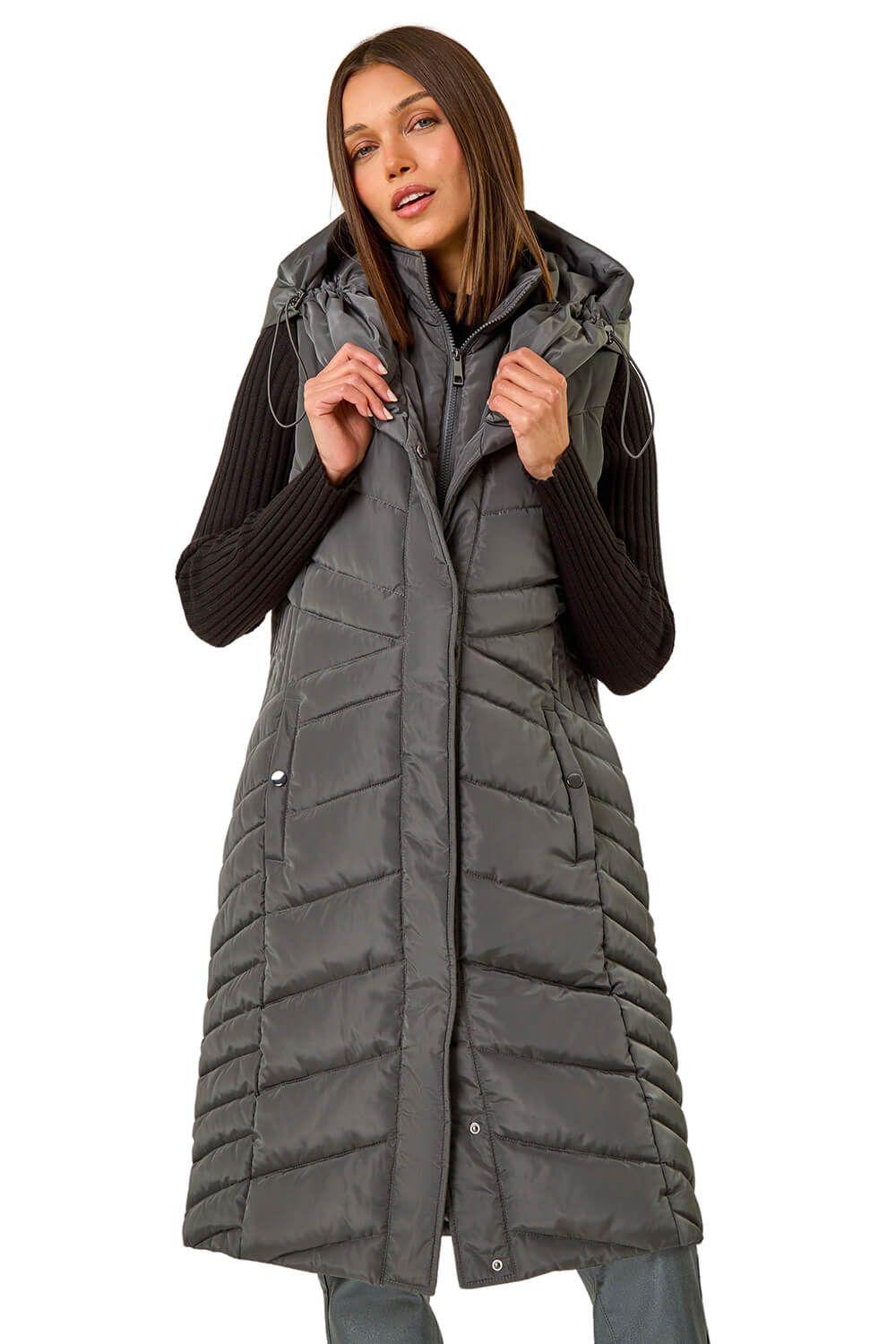 Chevron Quilted Hooded Gilet by ROMAN