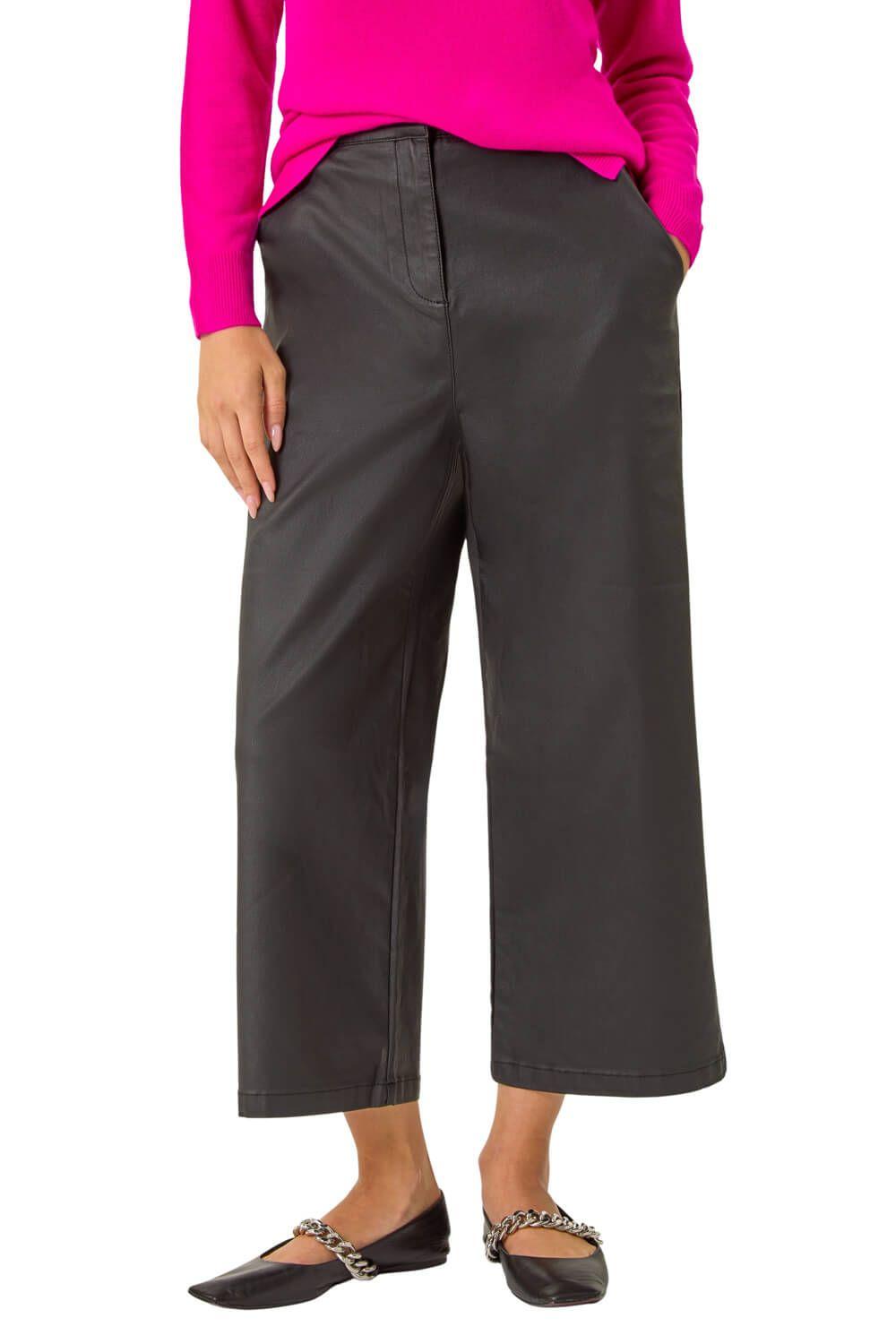 Coated Wide Leg Cropped Trouser by ROMAN