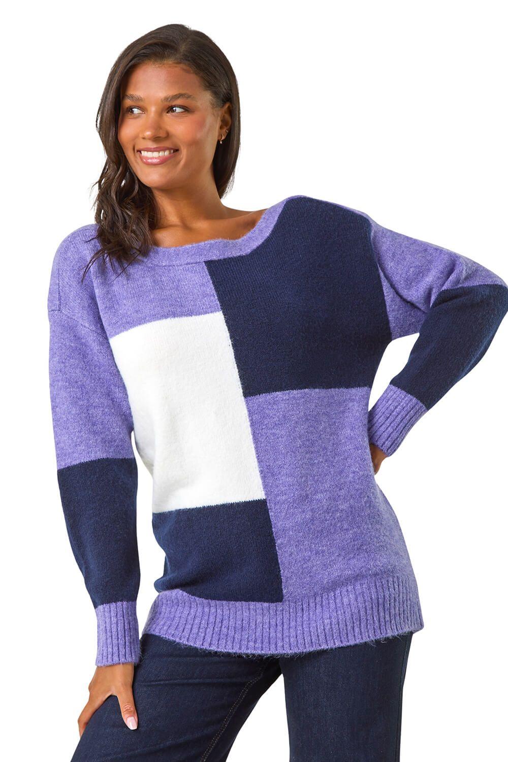 Colour Block Knit Jumper by ROMAN