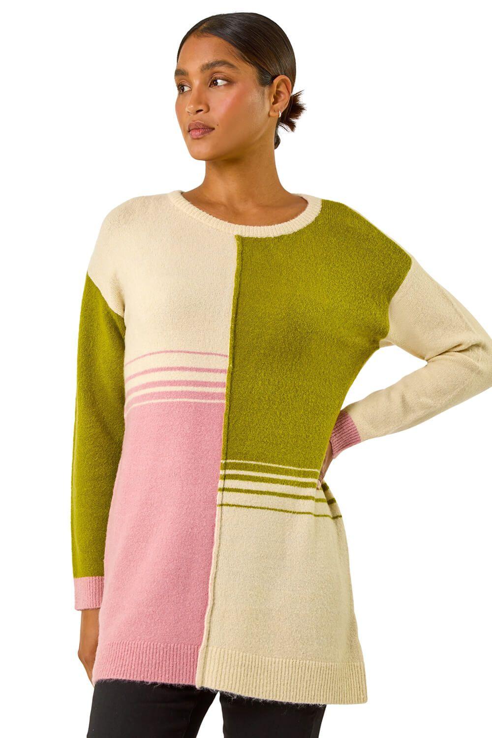 Colour Block Knit Tunic Jumper by ROMAN
