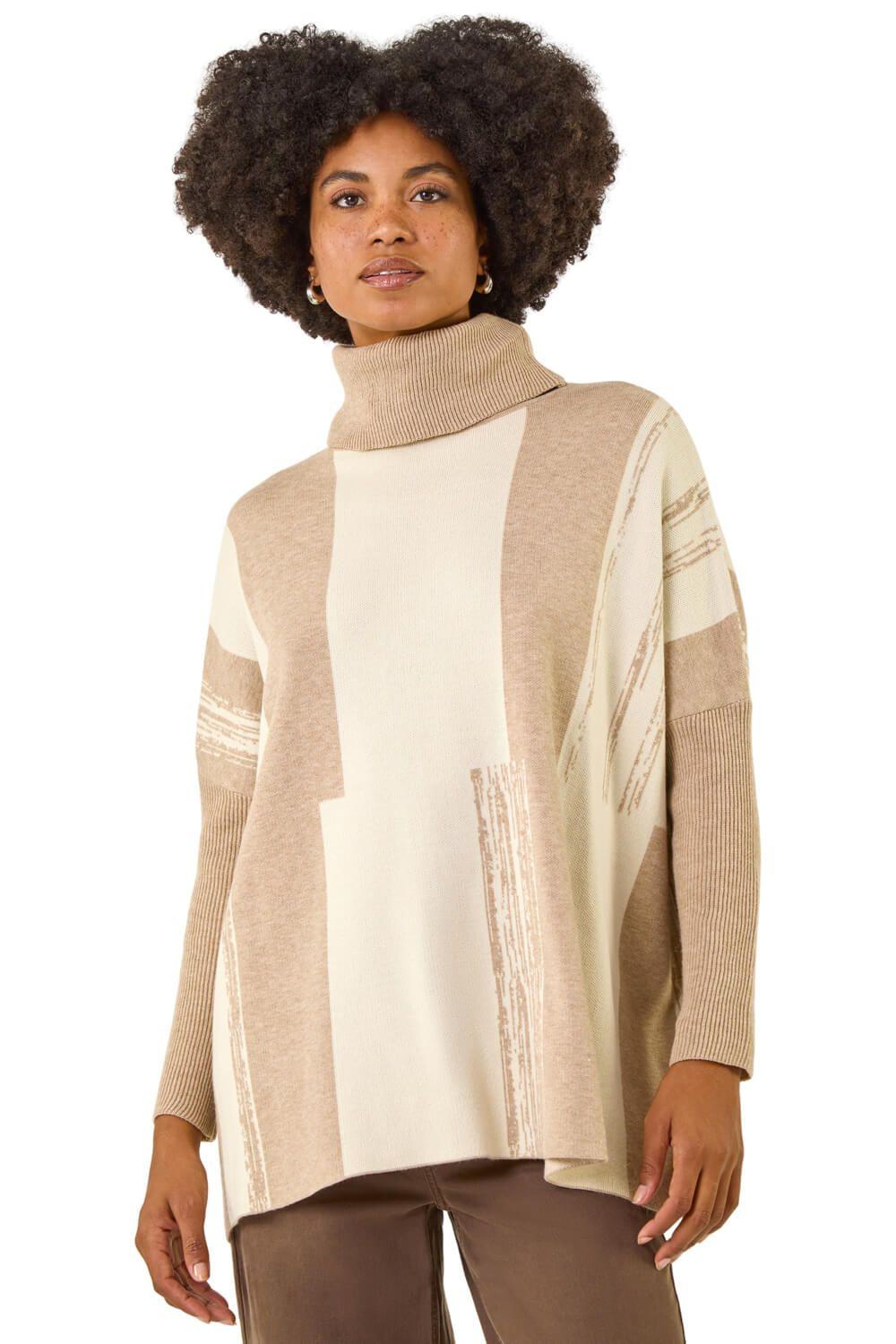 Colour Block Longline Knit Jumper by ROMAN