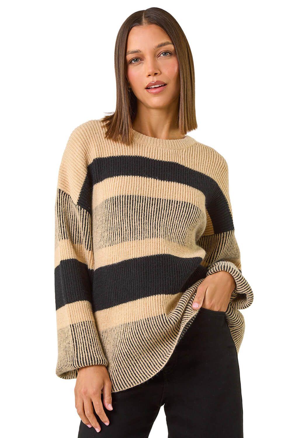 Colour Block Striped Knit Jumper by ROMAN