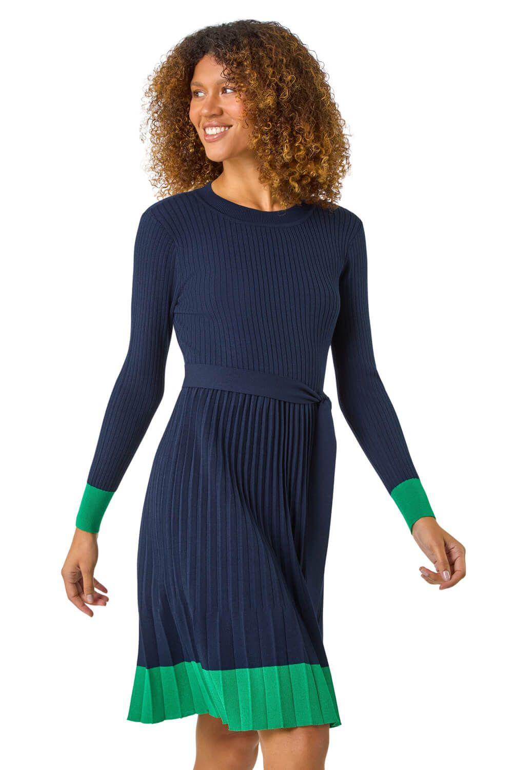 Contrast Border Knitted Stretch Dress by ROMAN