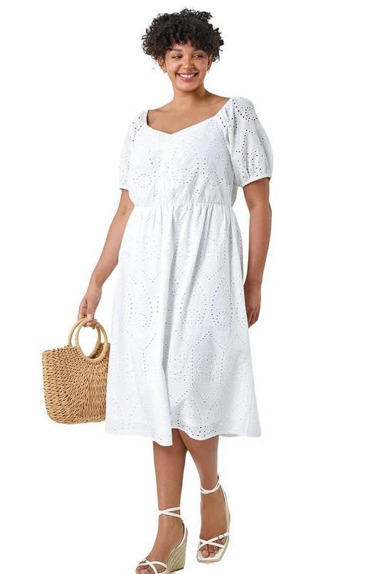 Curve Cotton Broderie Midi Dress by ROMAN