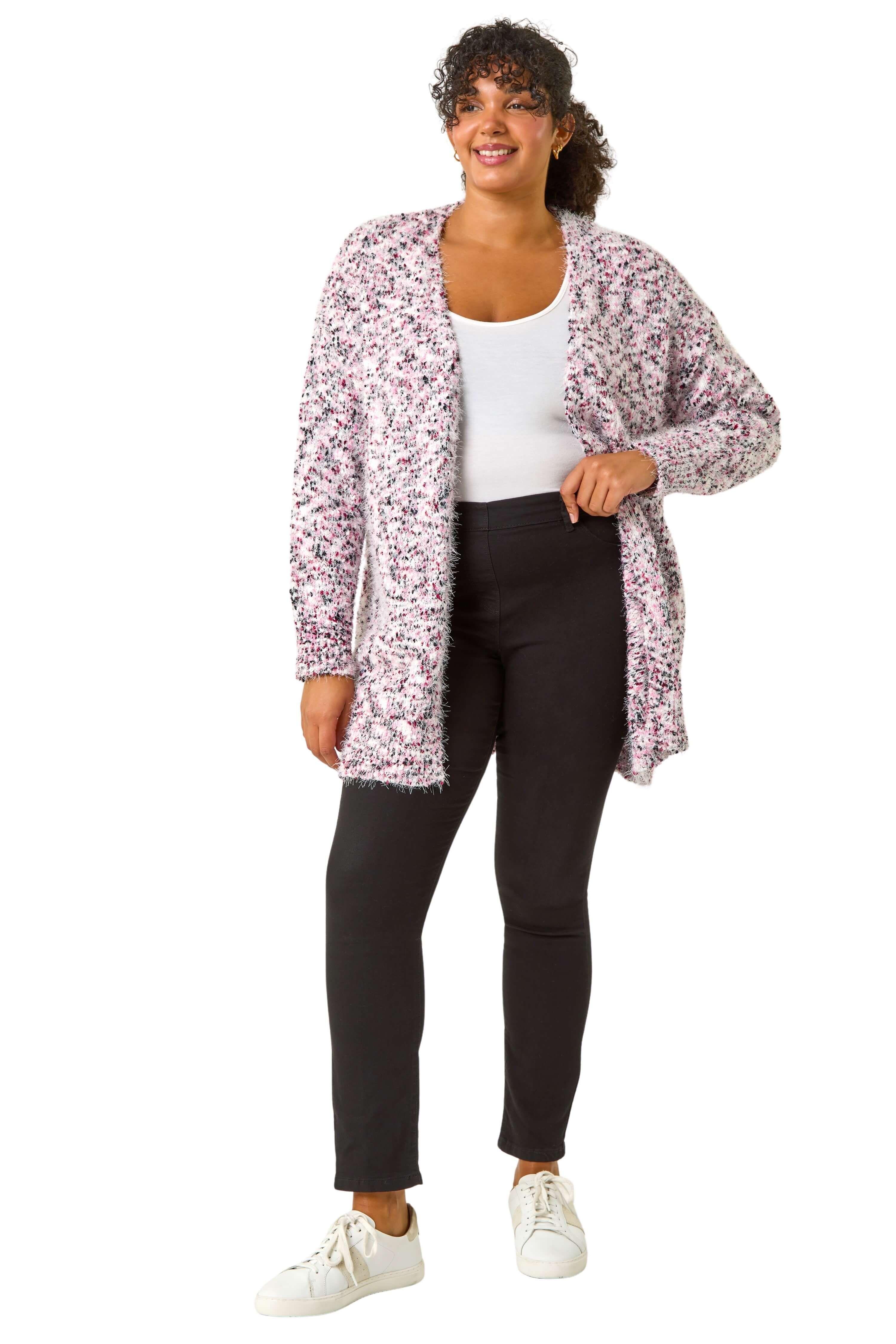 Curve Fluffy Textured Cardigan by ROMAN
