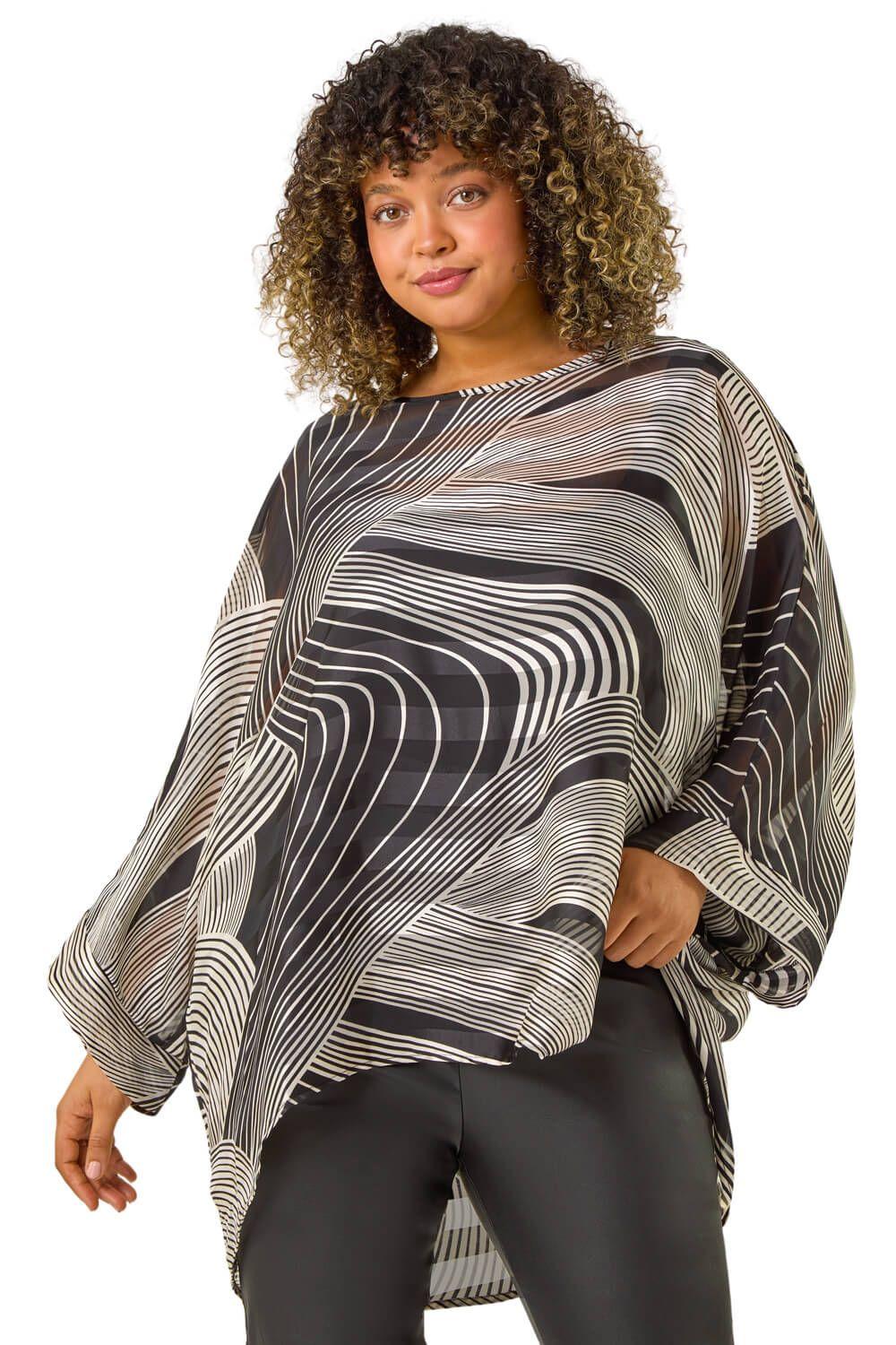 Curve Mono Wave Print Woven Top by ROMAN