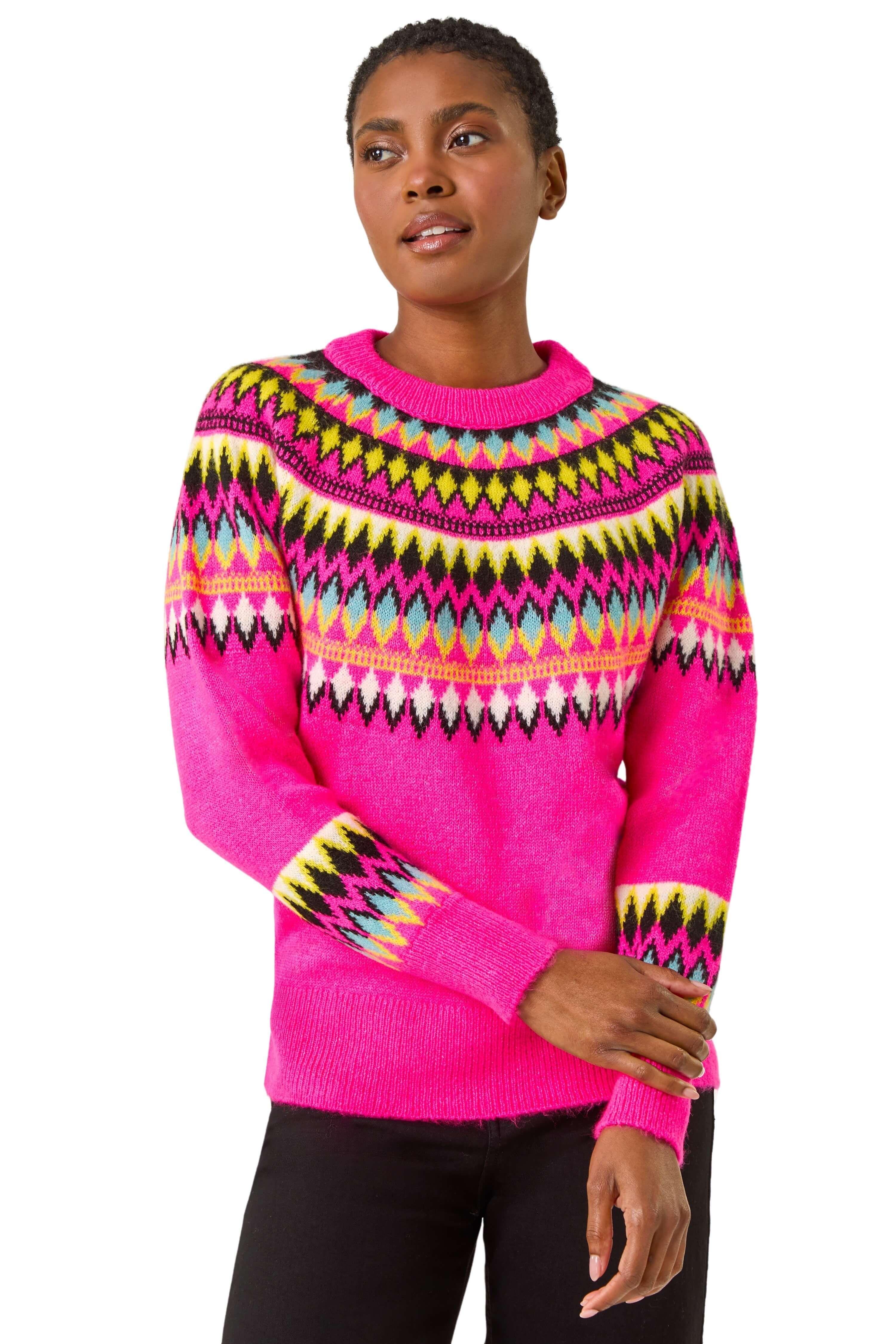 Diamond Print Crew Neck Knit Jumper by ROMAN