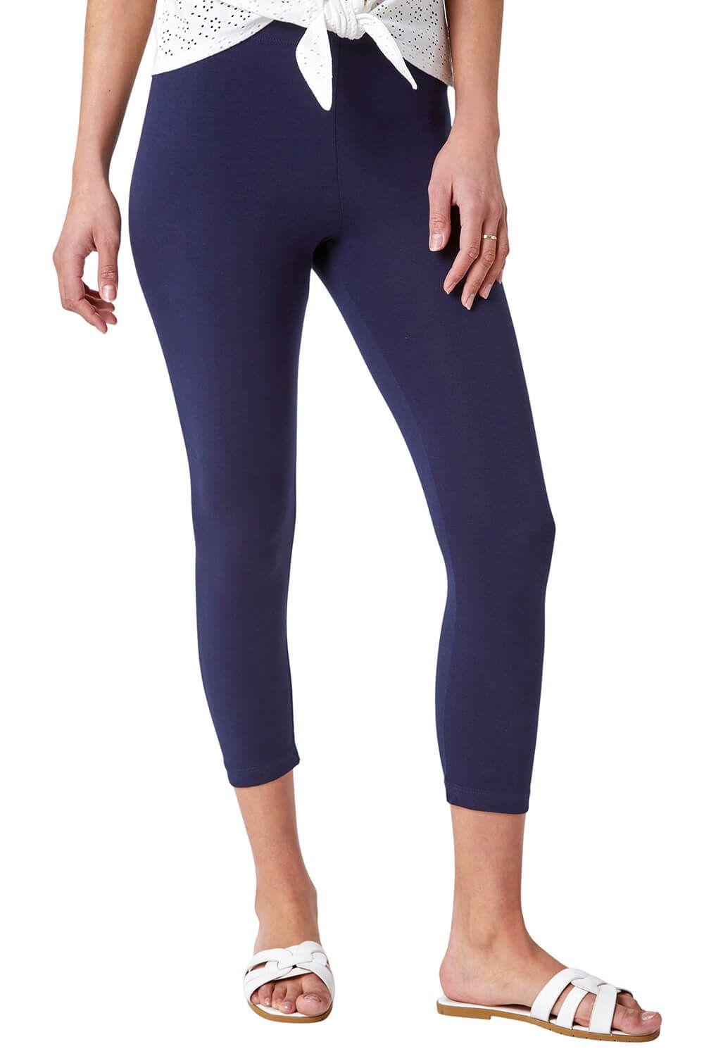 Elastic Waist Stretch Cropped Leggings by ROMAN
