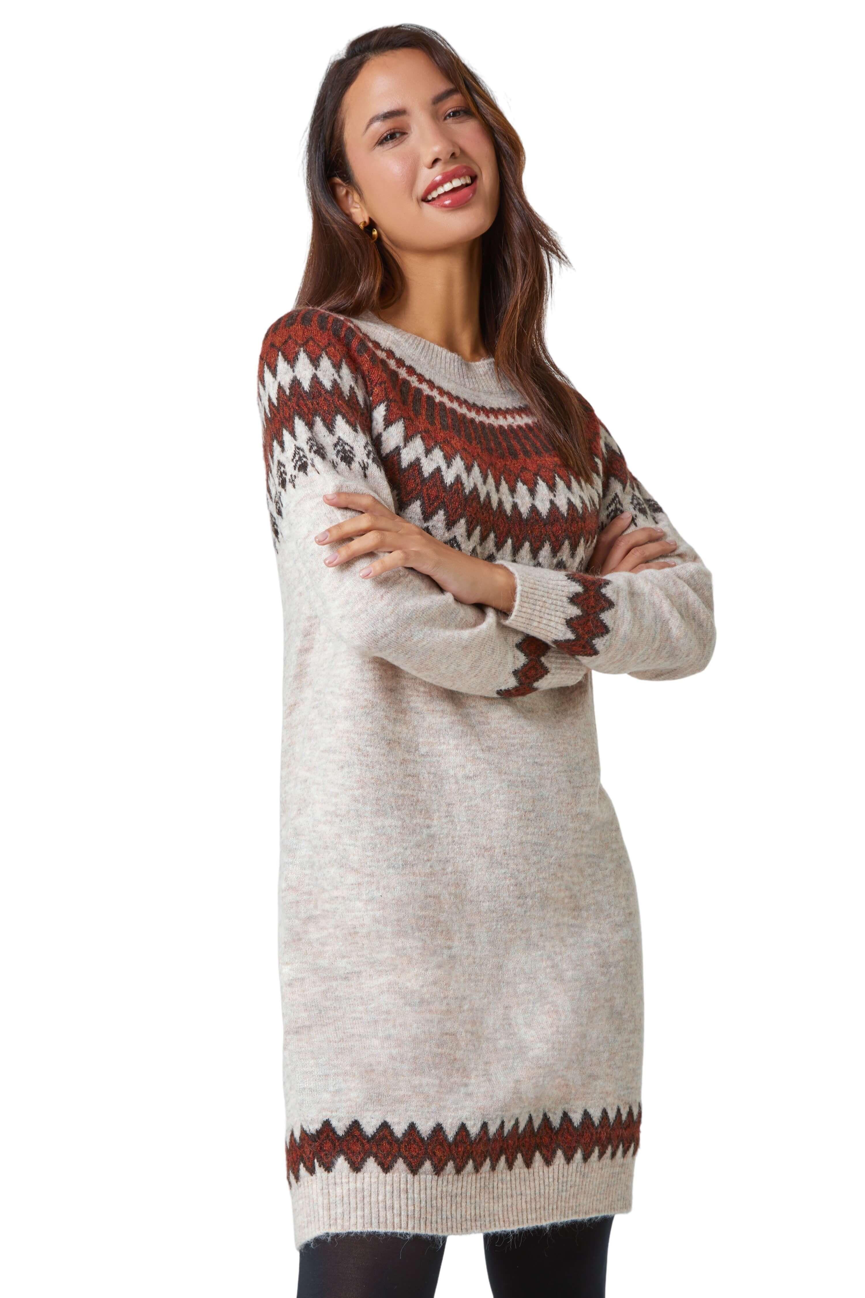 Fairisle Knitted Jumper Dress by ROMAN