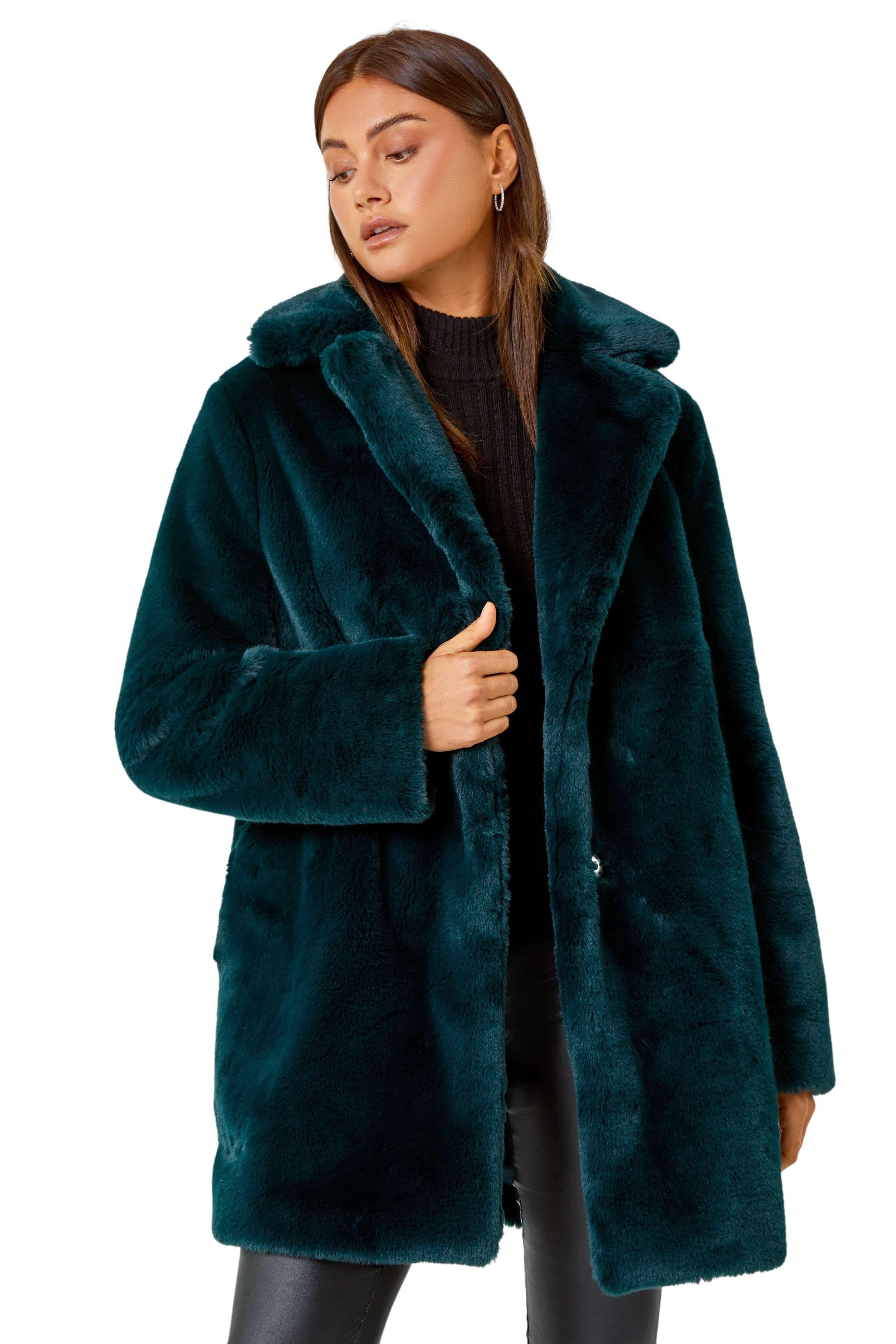 Faux Fur Longline Coat by ROMAN