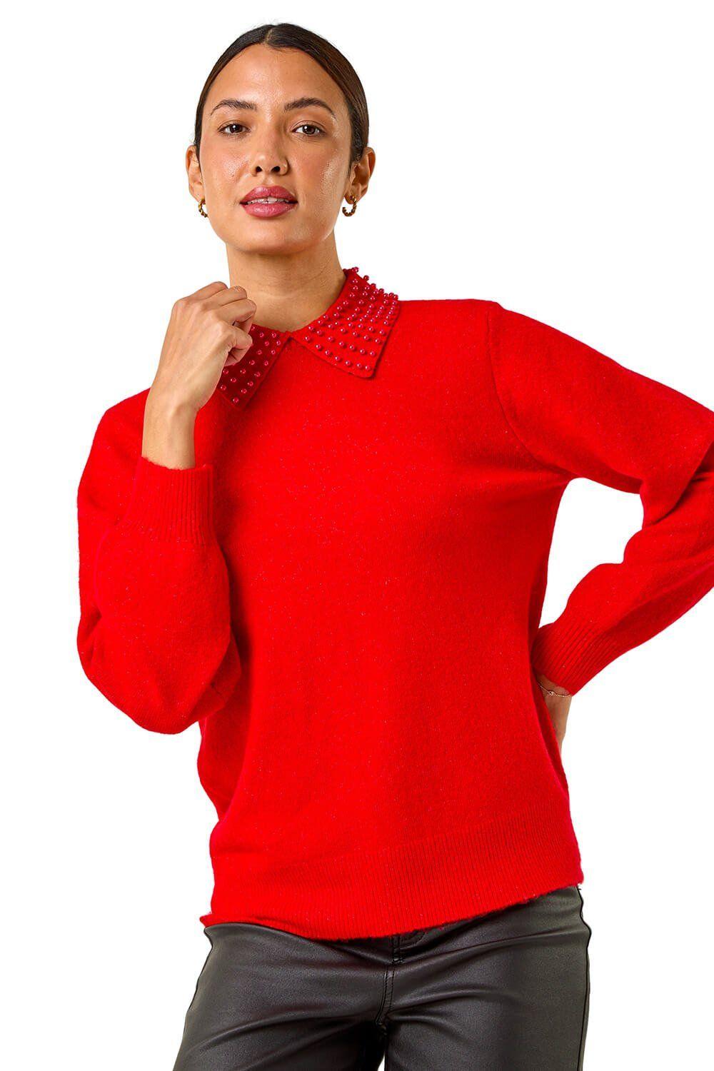 Faux Pearl Collar Jumper by ROMAN