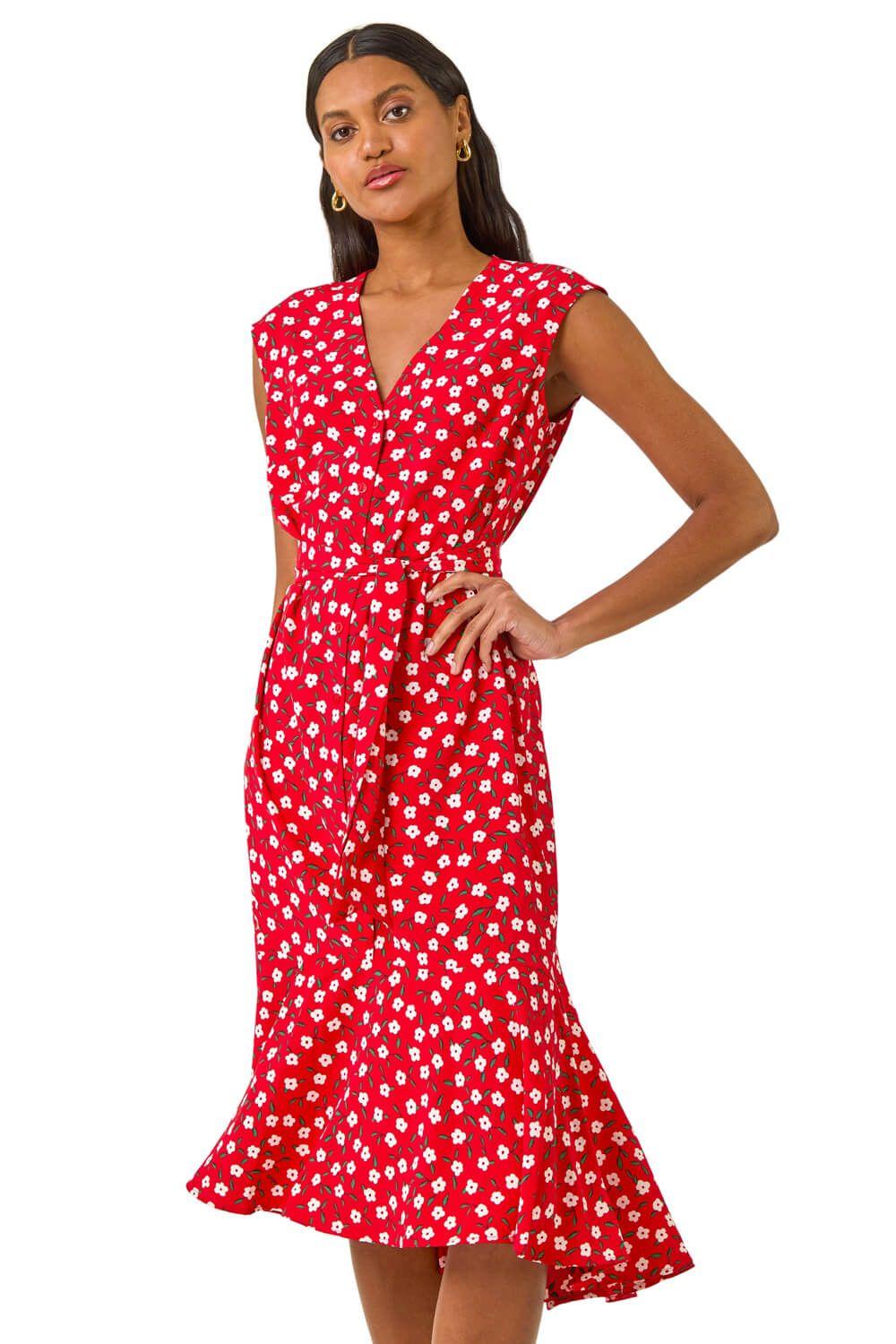 Floral Frill Buttoned Dress by ROMAN