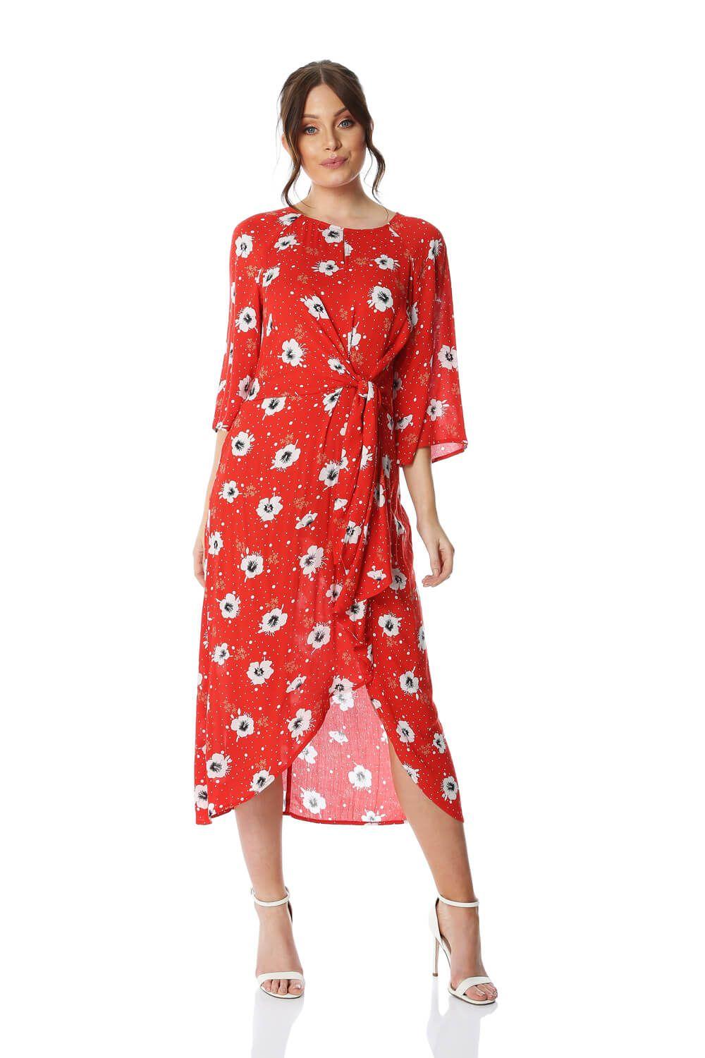 Floral Knot Waist Maxi Dress by ROMAN