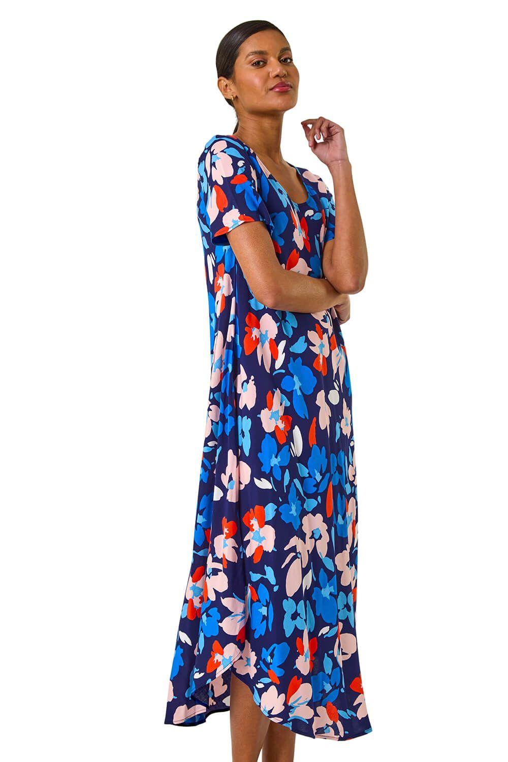Floral Print Asymmetric Hem T-Shirt Dress by ROMAN