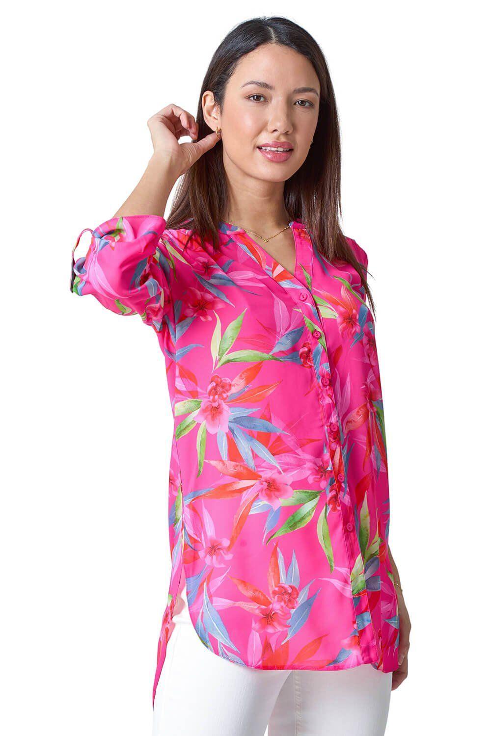 Floral Print Longline Blouse by ROMAN