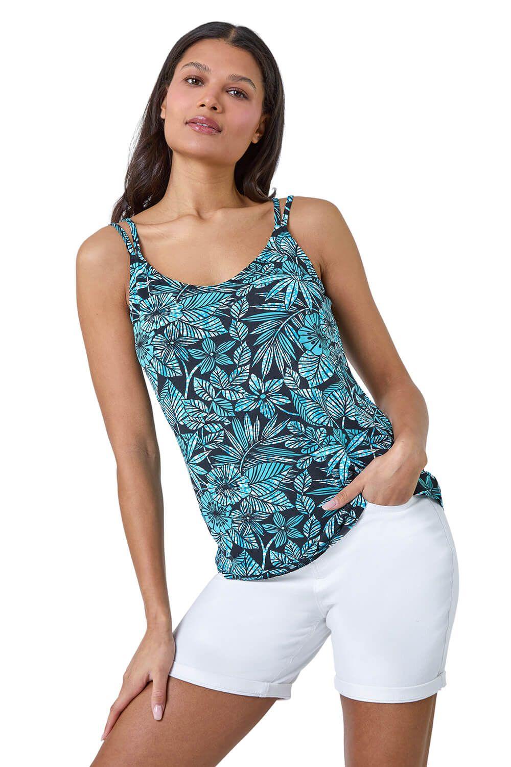 Floral Print Strap Detail Cami Top by ROMAN