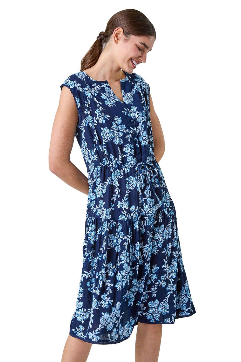 Floral Print Tiered Woven Dress by ROMAN