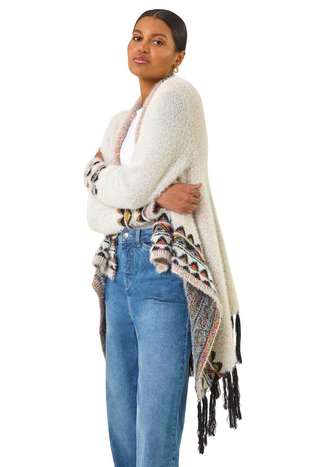 Fluffy Fringe Poncho by ROMAN