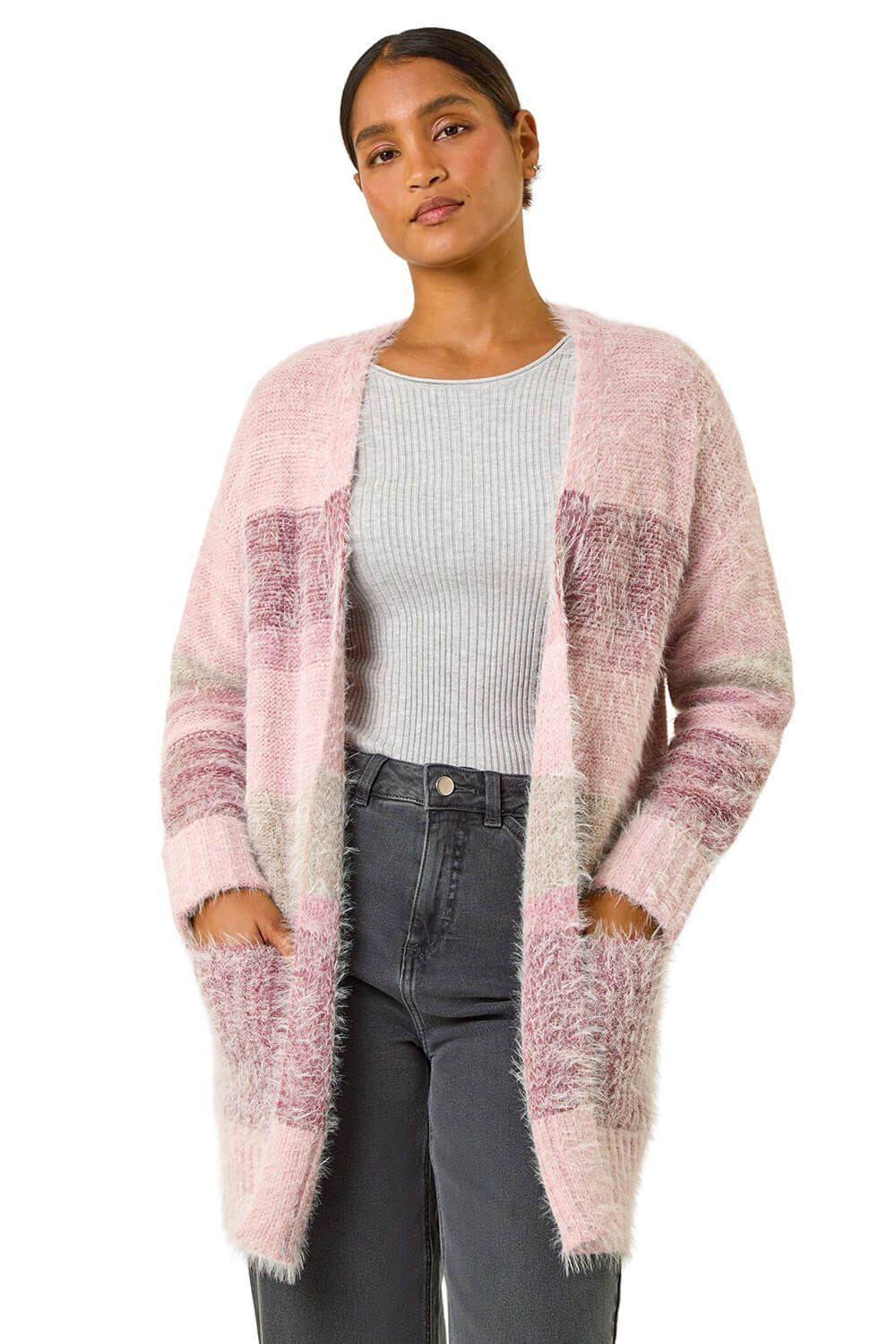 Fluffy Stripe Pocket Cardigan by ROMAN