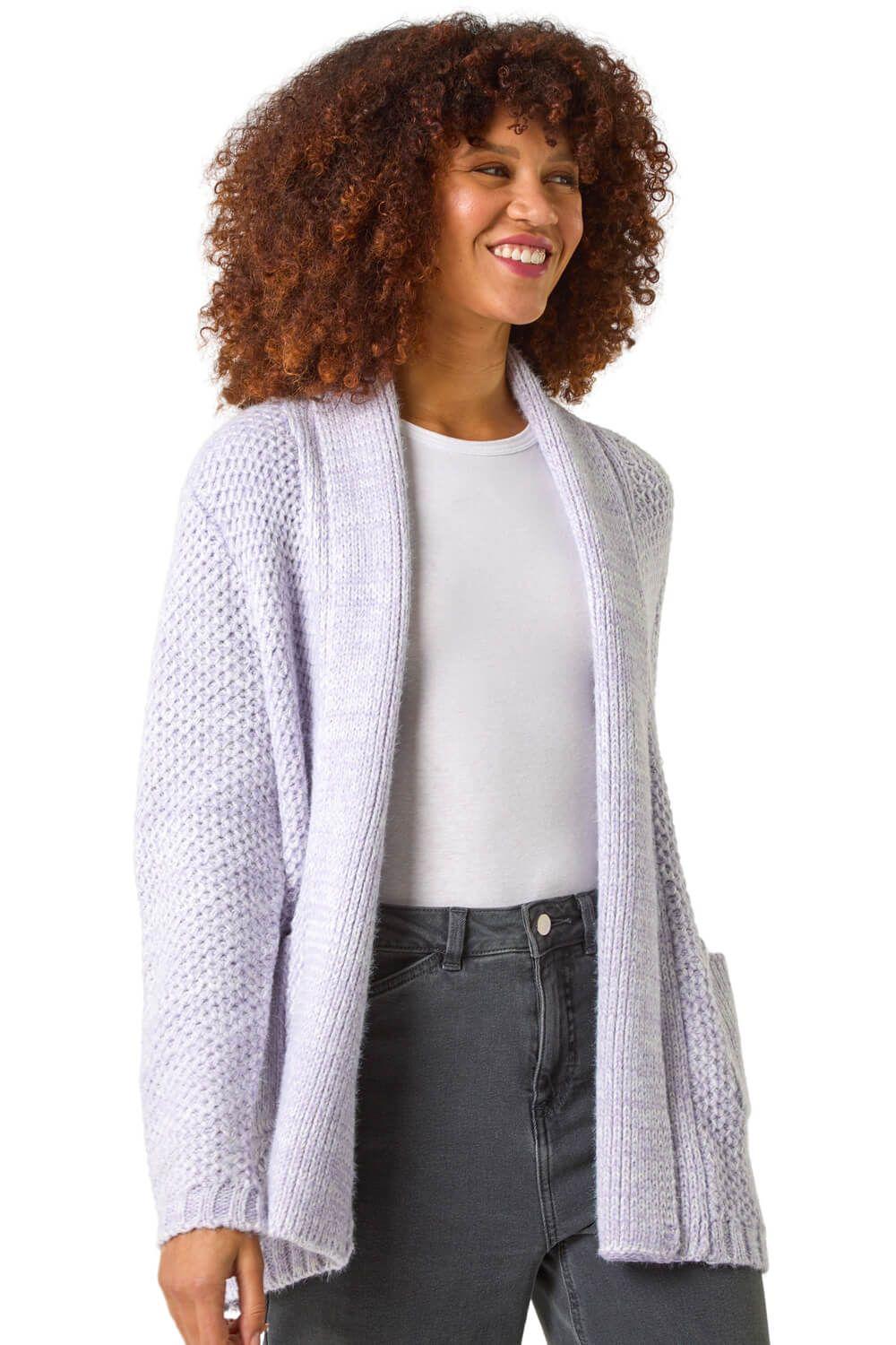 Fluffy Textured Knit Cardigan by ROMAN