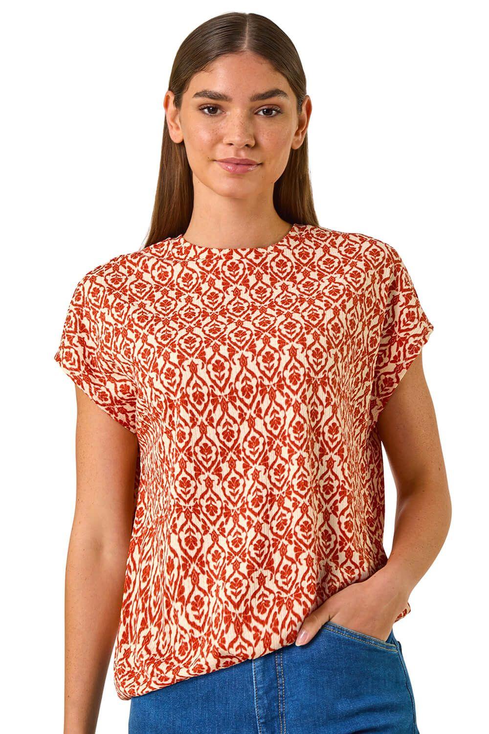 Geo Print Bubble Hem Top by ROMAN