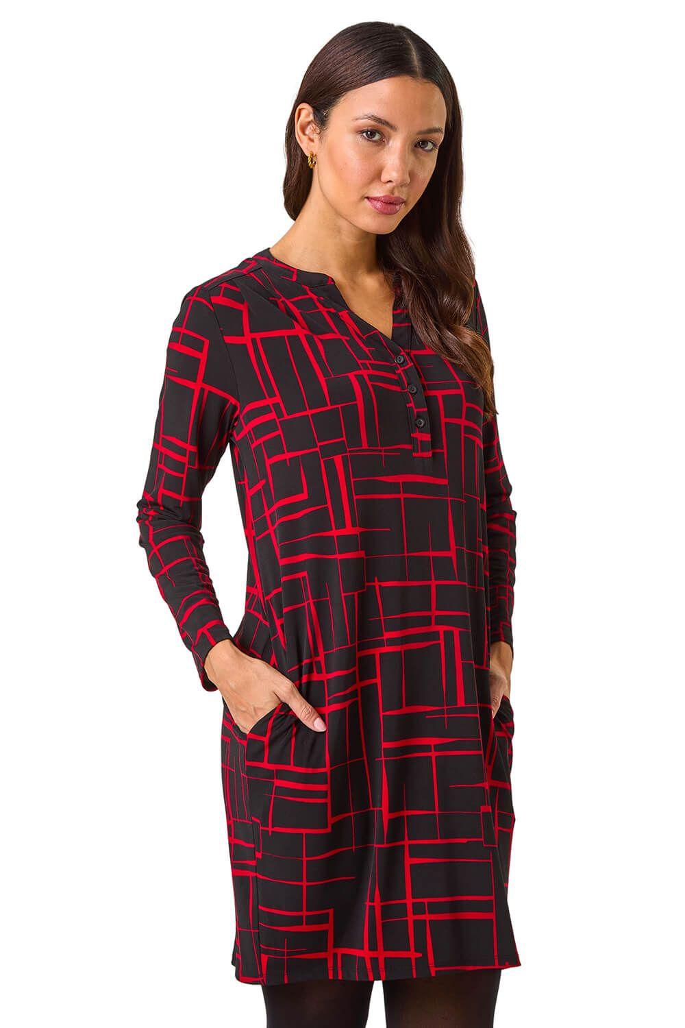Geo Print Cocoon Stretch Dress by ROMAN