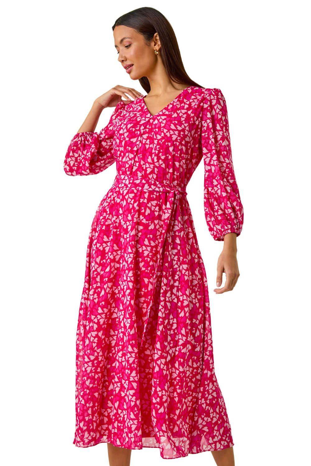 Heart Print Midi Dress by ROMAN