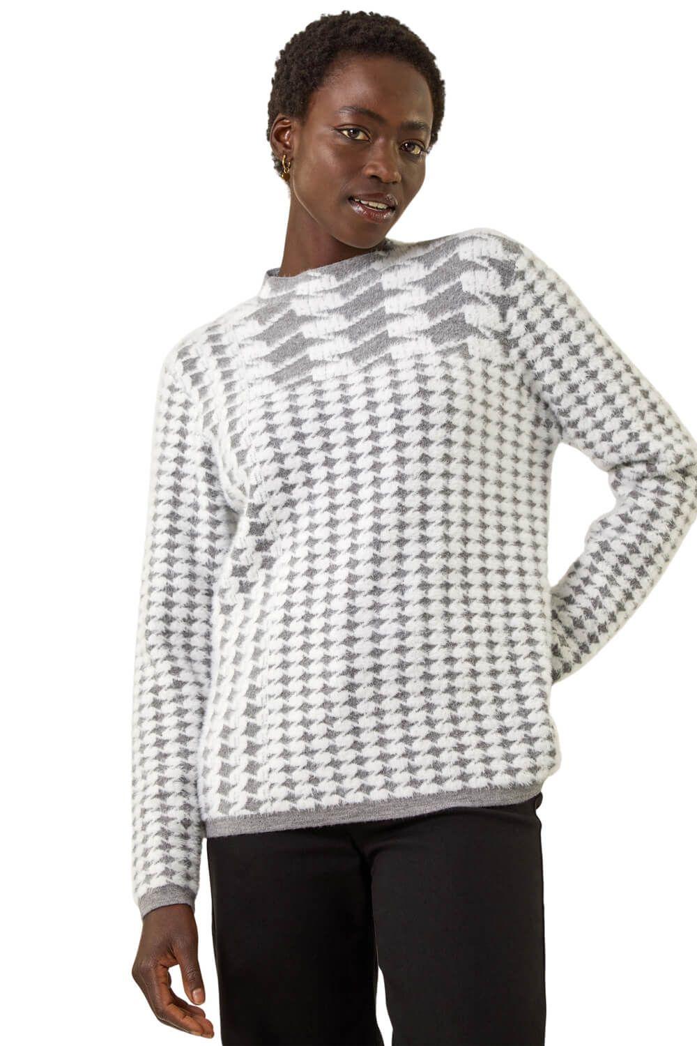 Intarsia High Neck Knit Jumper by ROMAN