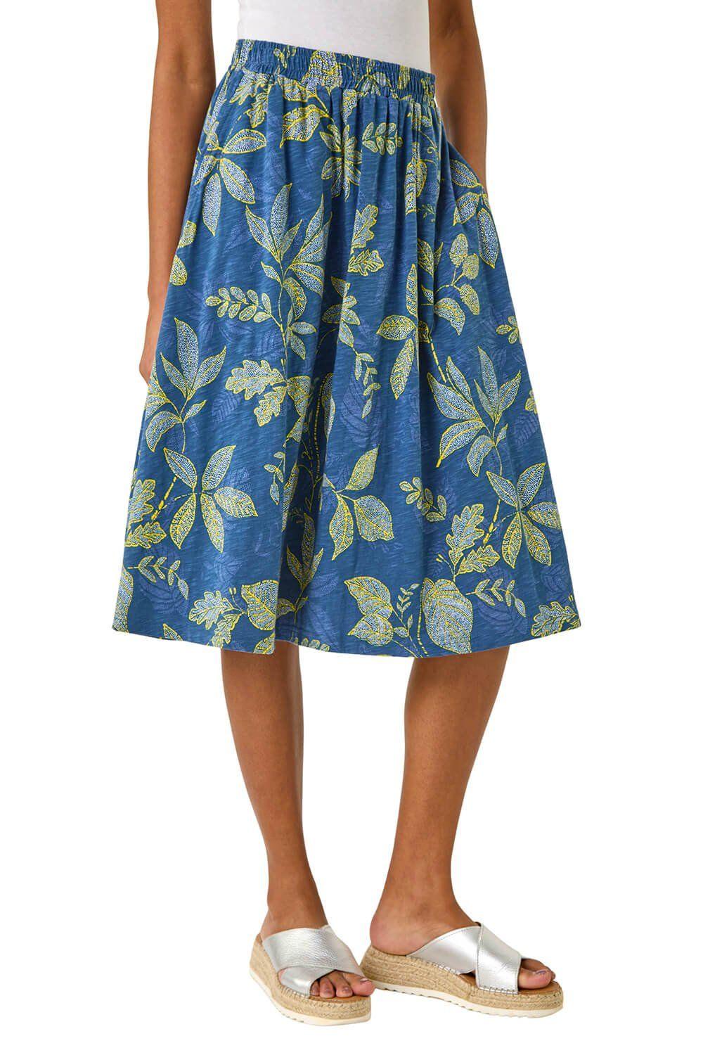 Leaf Print A-Line Skirt by ROMAN