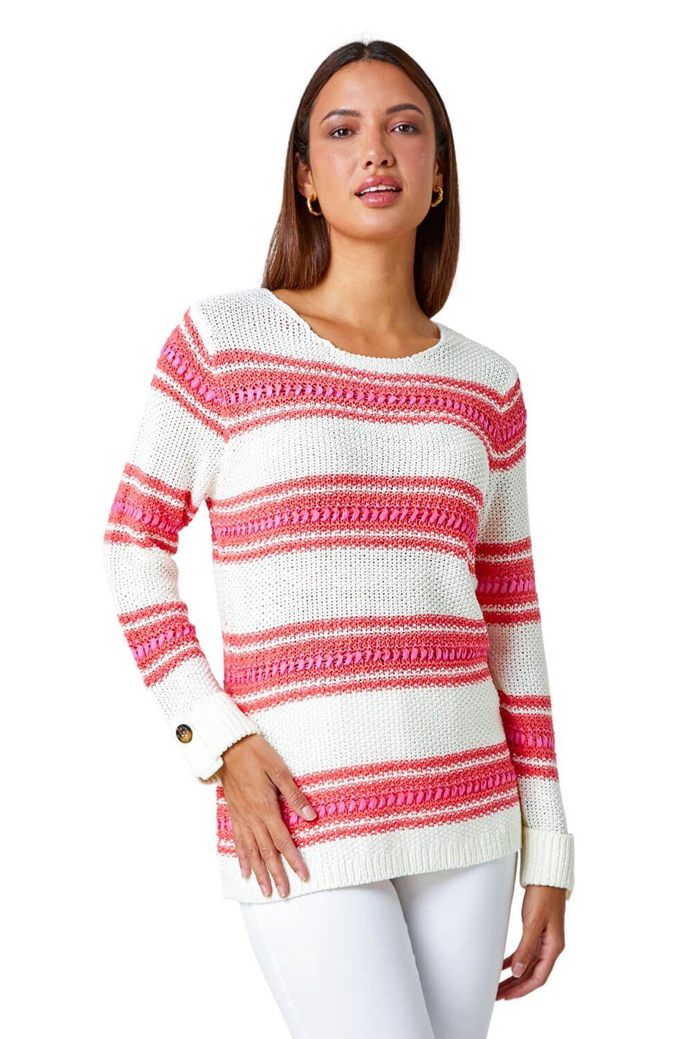 Longline Stripe Button Detail Jumper by ROMAN