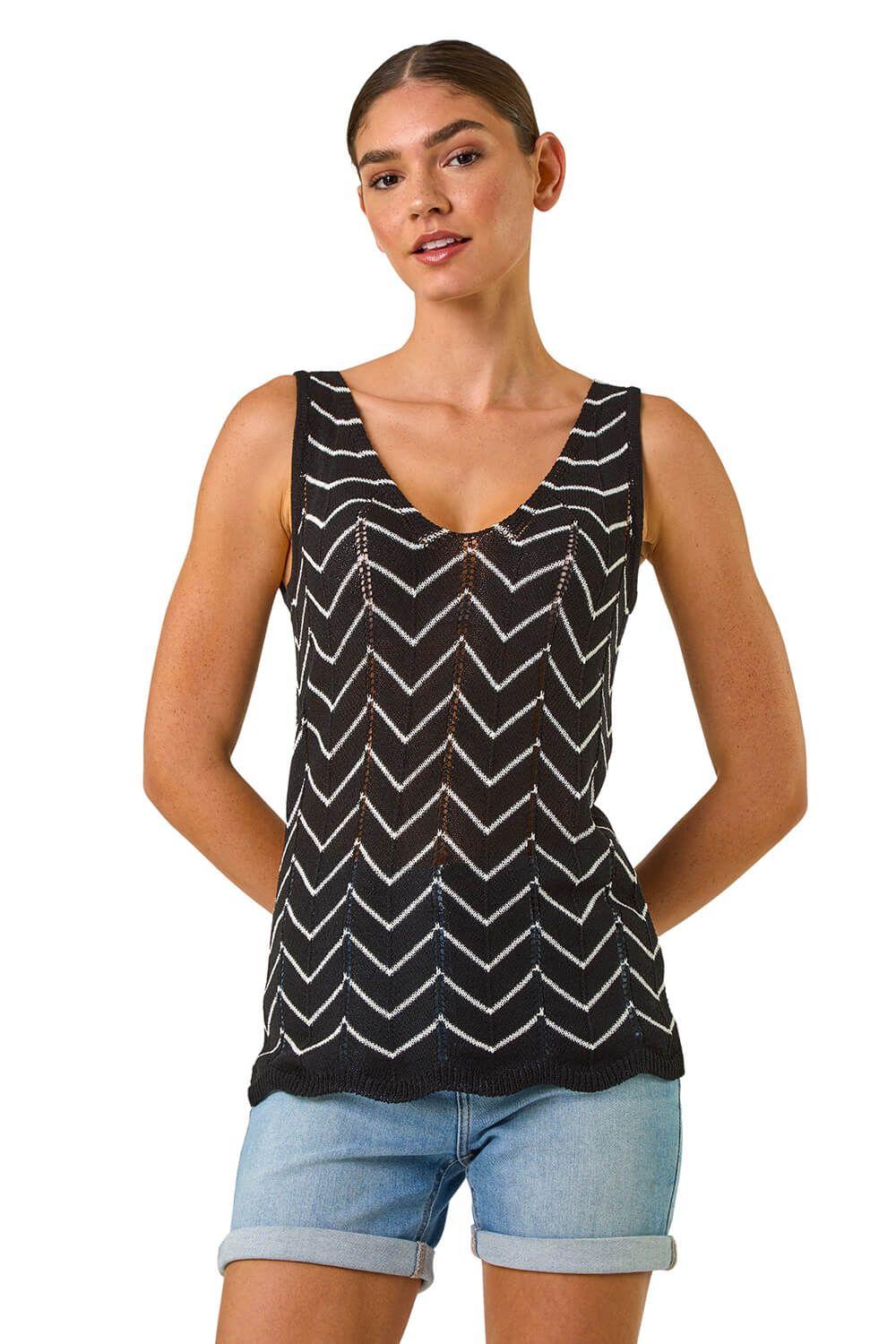 Longline Zig Zag Knit Vest by ROMAN