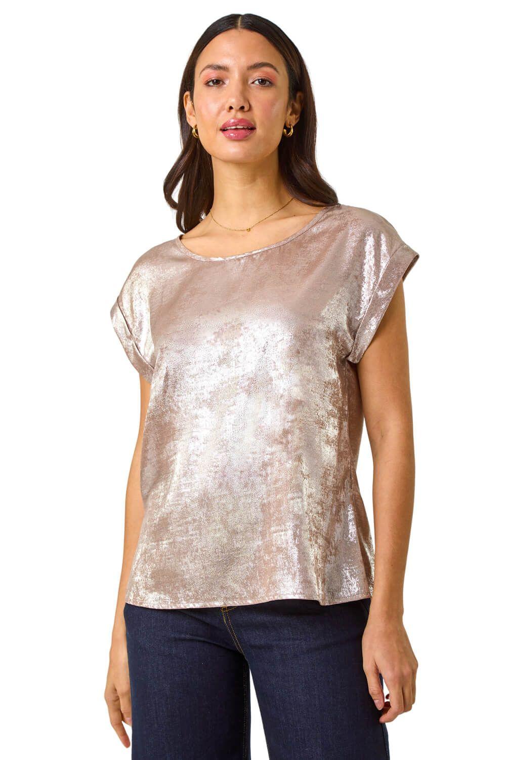 Metallic Print Shell Top by ROMAN