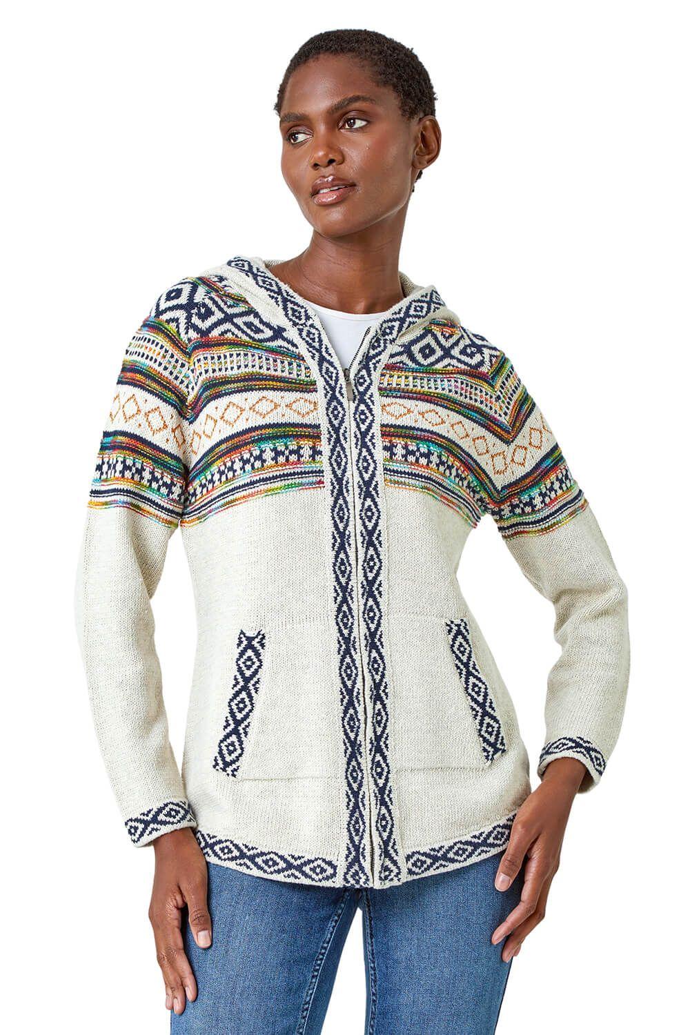 Nordic Print Knitted Zip Up Hoodie by ROMAN