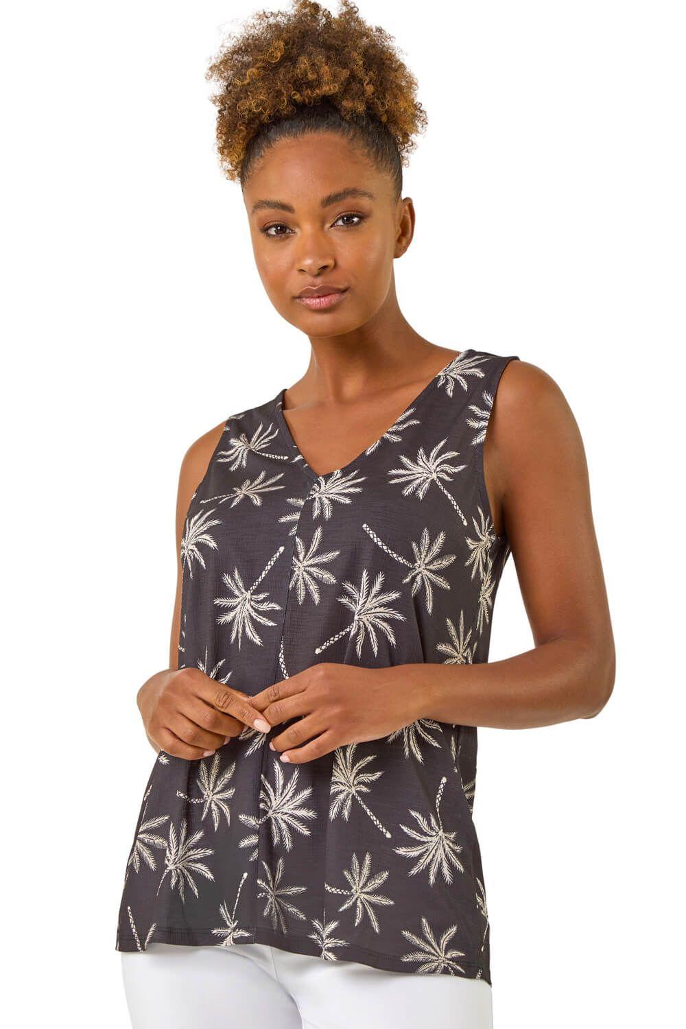Palm Tree Bar Back Vest Top by ROMAN