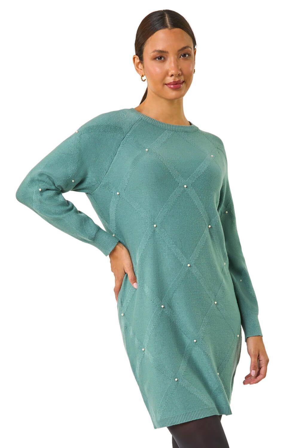 Pearl Embellished Jumper Dress by ROMAN