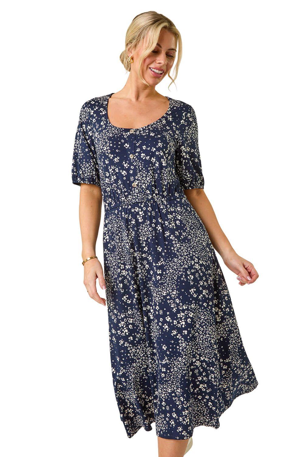 Petite Abstract Stretch Midi Dress by ROMAN