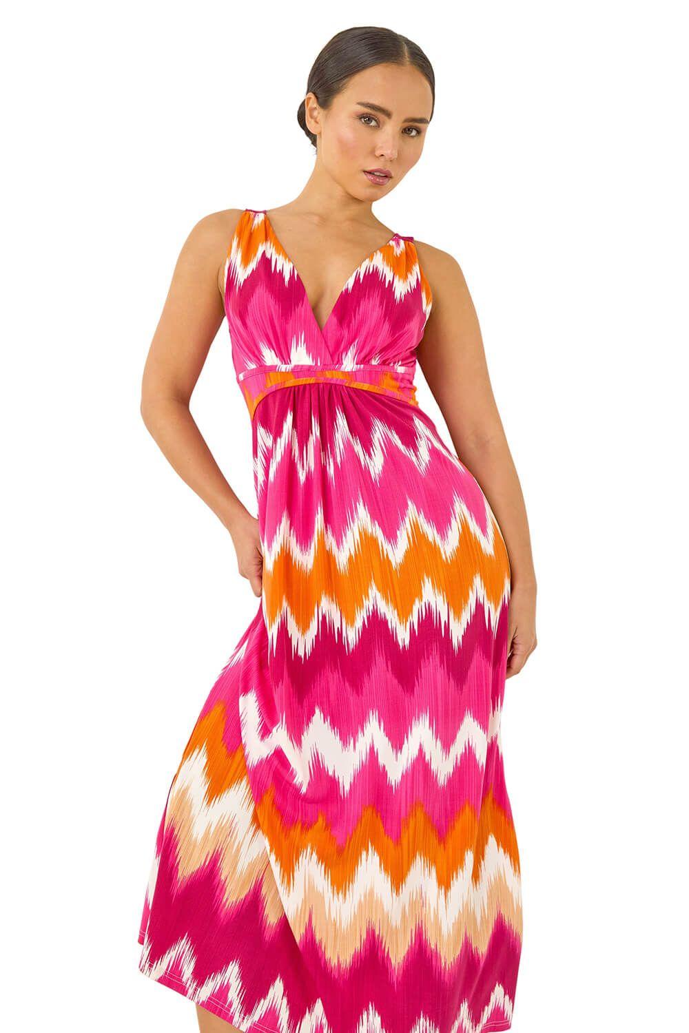 Petite Aztec Print V-Neck Maxi Dress by ROMAN