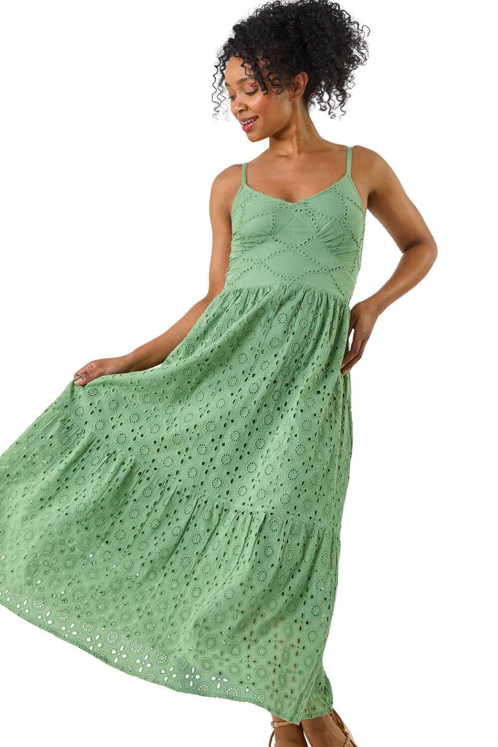 Petite Broderie Strappy Maxi Dress by ROMAN