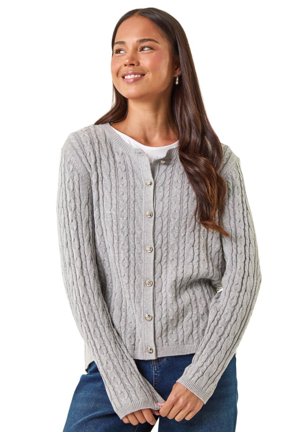 Petite Cable Knitted Cardigan by ROMAN