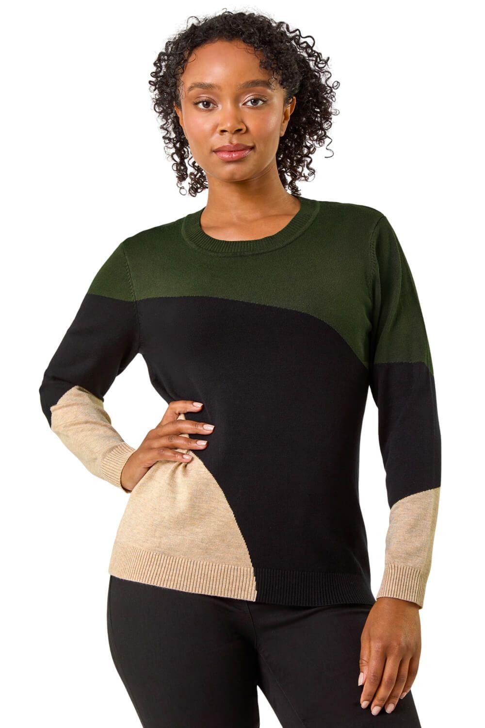 Petite Colour Block Stripe Knit Jumper by ROMAN