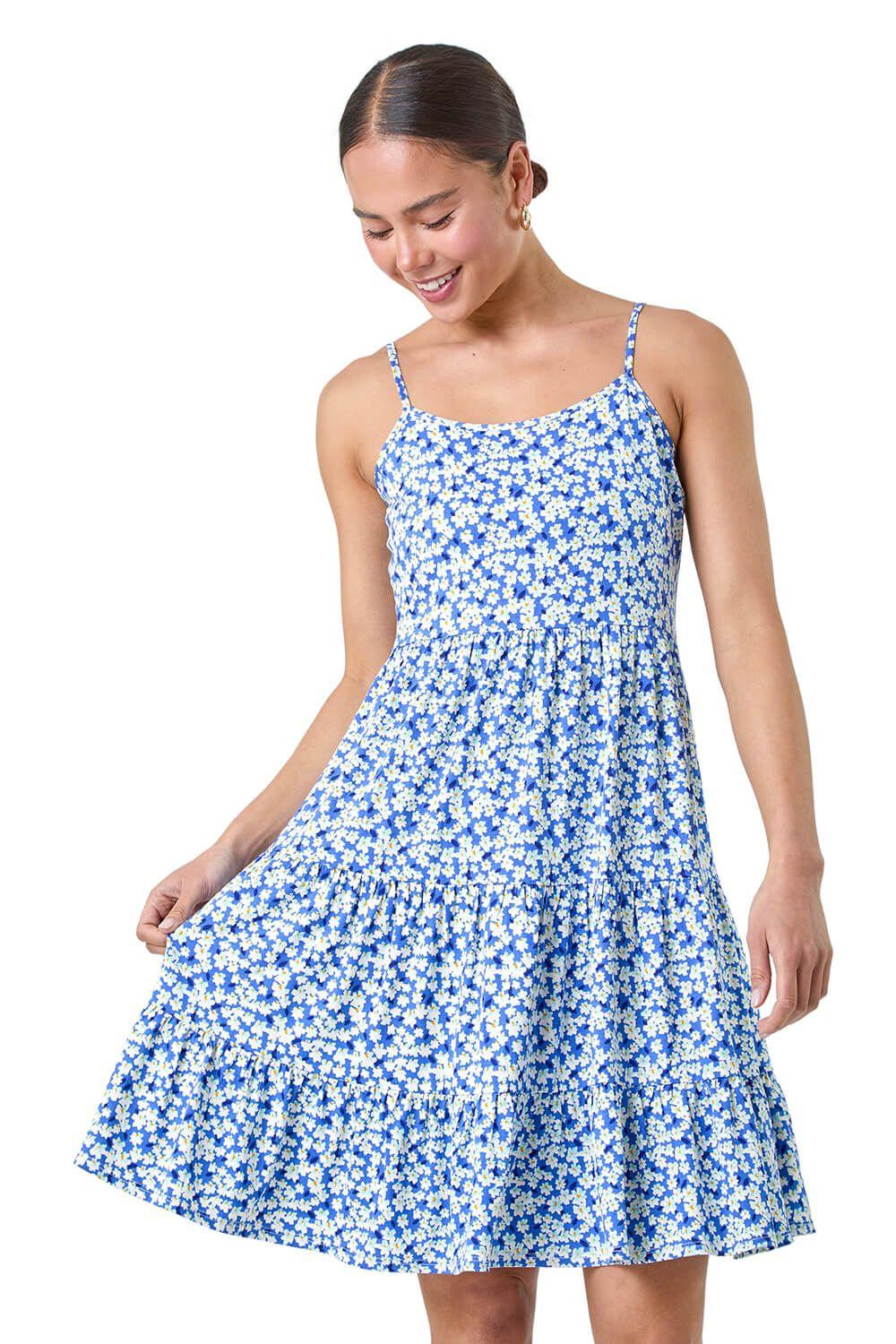 Petite Ditsy Floral Tiered Stretch Dress by ROMAN
